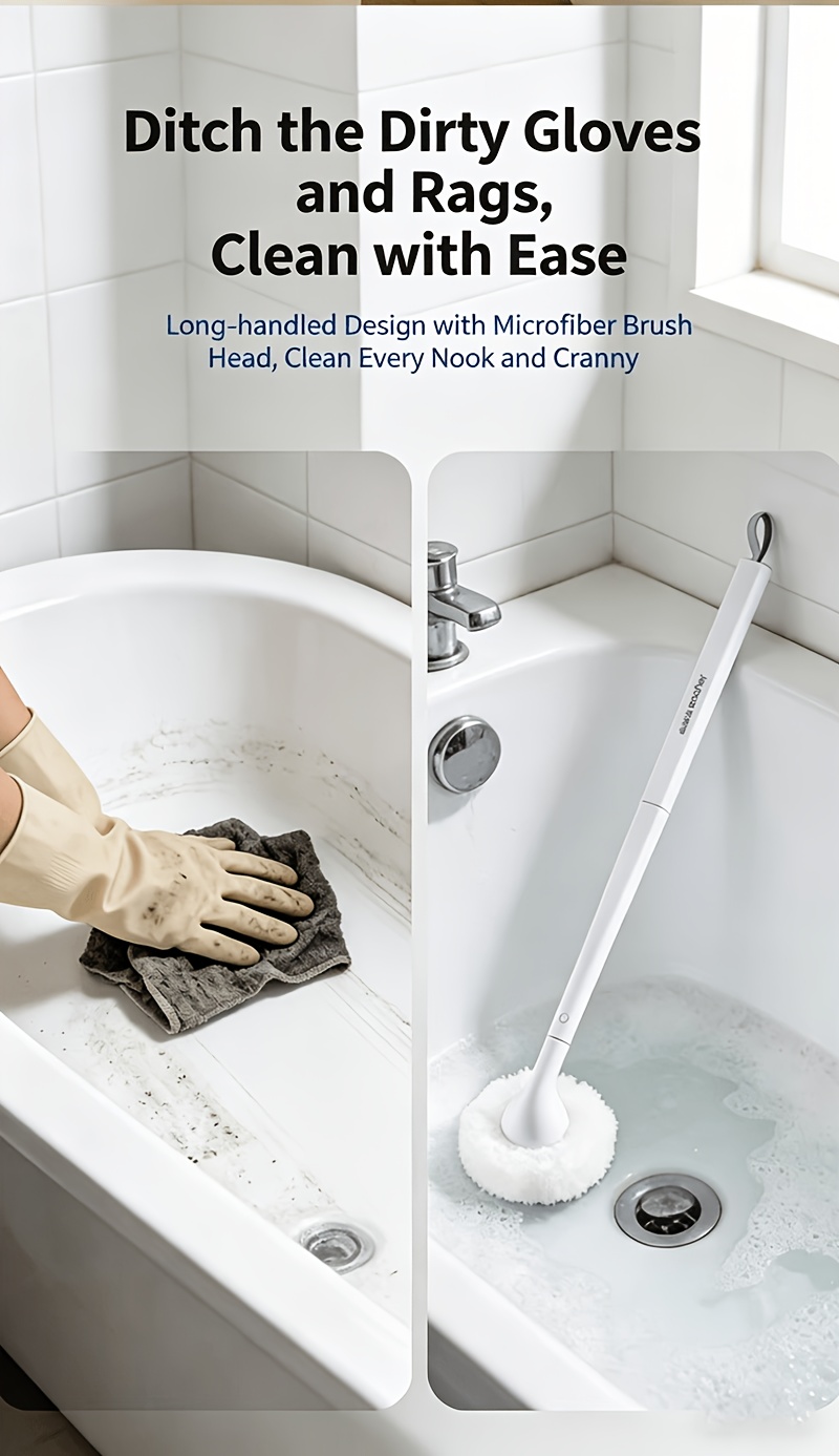 multi purpose bathtub cleaning brush with long handle soft bristles shower tile scrub brush wall mounted storage bathroom floor tub deep cleaning brush bathroom cleaning tool 2026 new Product details 0