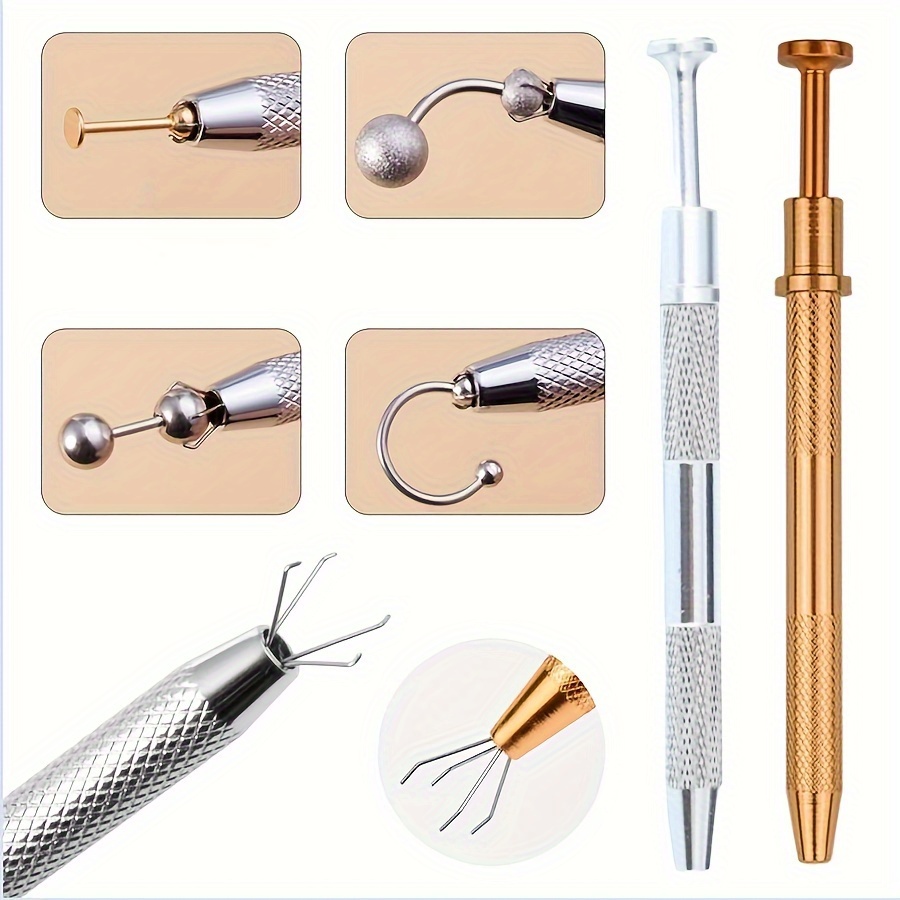

1pc 4 Prong Ball Head Holder, Beads Pick Up Tool, Crystal Tip Tweezers, 4 Prong Catcher, Puncture Jewelry Making Grabbing Tool