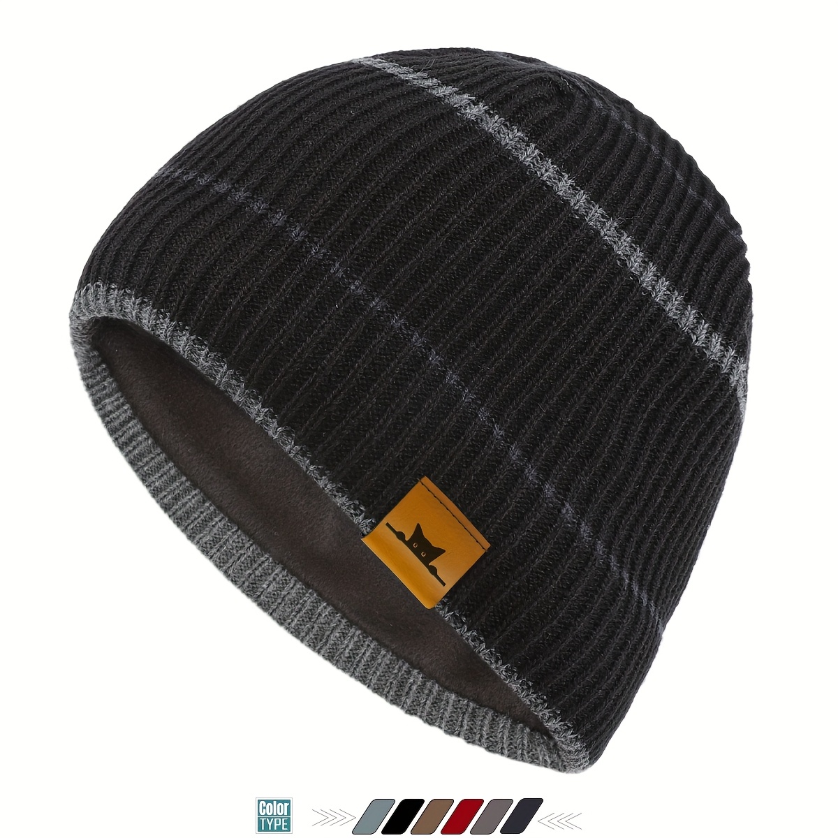 TEMU Christmas Theme Black Cat Tag Hat Fashion Shiny Beanie, Men And Women Lightweight Comfortable Winter Hat Warm Dad Mom Outdoor Sports Casual Hat