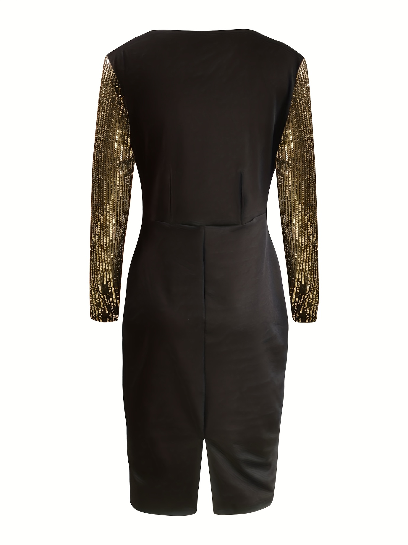 slim fit dress slacks Black Sequins Gold Zipper Long Sleeve Dress main image 0