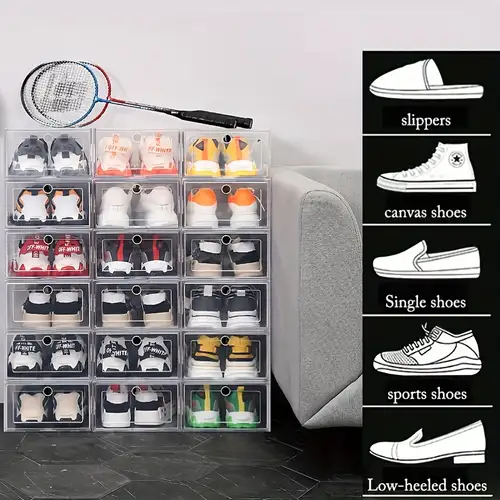 12pcs Scatola trasparente in plastica per scarpe, armadio per scarpe a  cassetto, creativo a prova di umidità e polvere, può essere liberamente  assemblato a parete per scarpe, scelta ideale per regali 