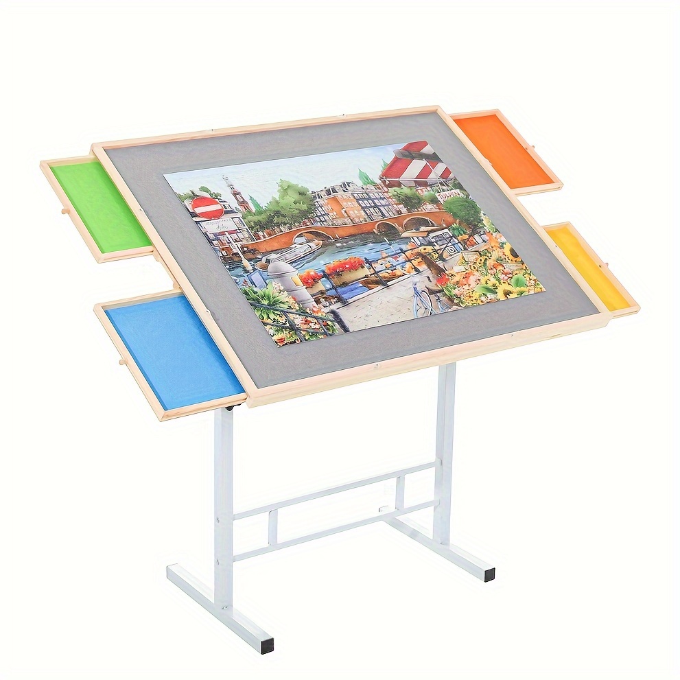 

Adjustable Puzzle Table With Drawers 1500 Piece, Angle & Height Adjustable Table With Metal Legs | 35"x26" Tilting Puzzle Board For People Christmas Gifts