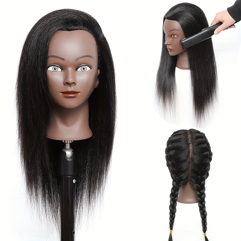 

Mannequin Head With Human Hair, 14 Inch Hairdresser Cosmetology Mannequin Manikin Training Practice Doll Head For Hairstyling