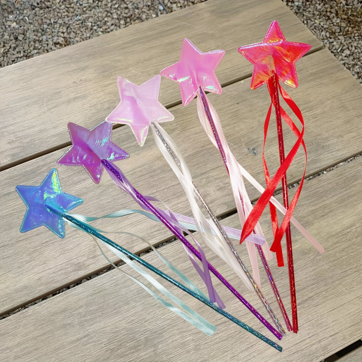 

5pcs/set Princess Magic Wands, Fairy Wand With Shiny Five-pointed Star, Suitable For Christmas Party And Cosplay