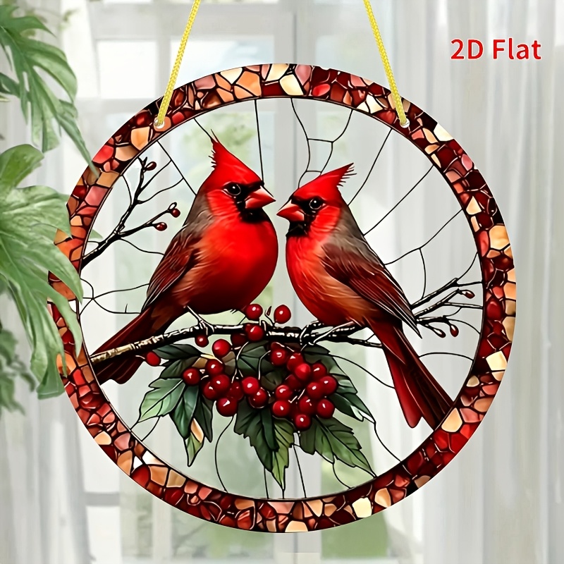 TEMU Ornement de fenêtre 2D plat, rouge, article décoratif et le jardin, cadeau d'anniversaire pour et , décoration d'entrée de nouvelle maison 8X8