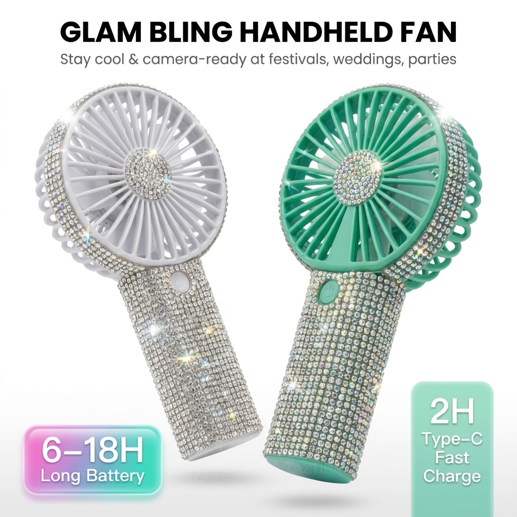   usb rechargeable mini fan portable diamond style handheld exquisite   suitable for wedding outdoor desk travel valentines day gift mothers day gift