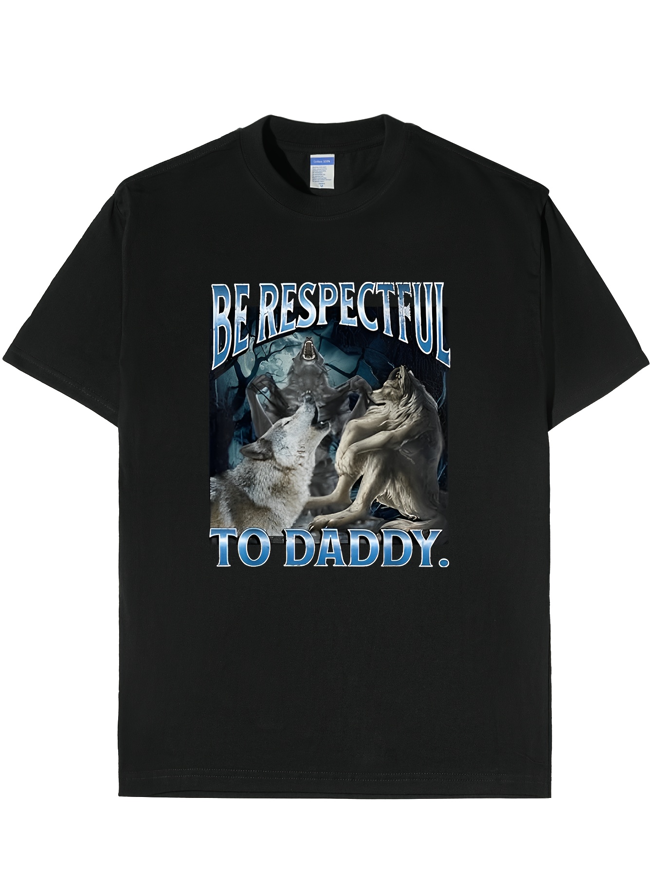 respectful to daddy humorous werewolf wolf t shirt 100   with blue white graphic design   halloween thanksgiving christmas gifts men women s xxxl halloween shirts 0
