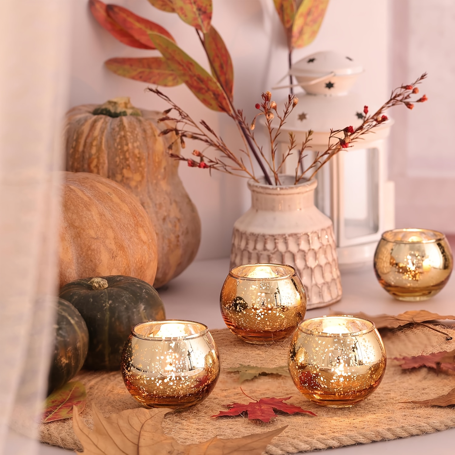 TEMU Circular Wish Candle Holder, For Mercury Glass Tea Candle Holder 4pcs, Christmas, Halloween