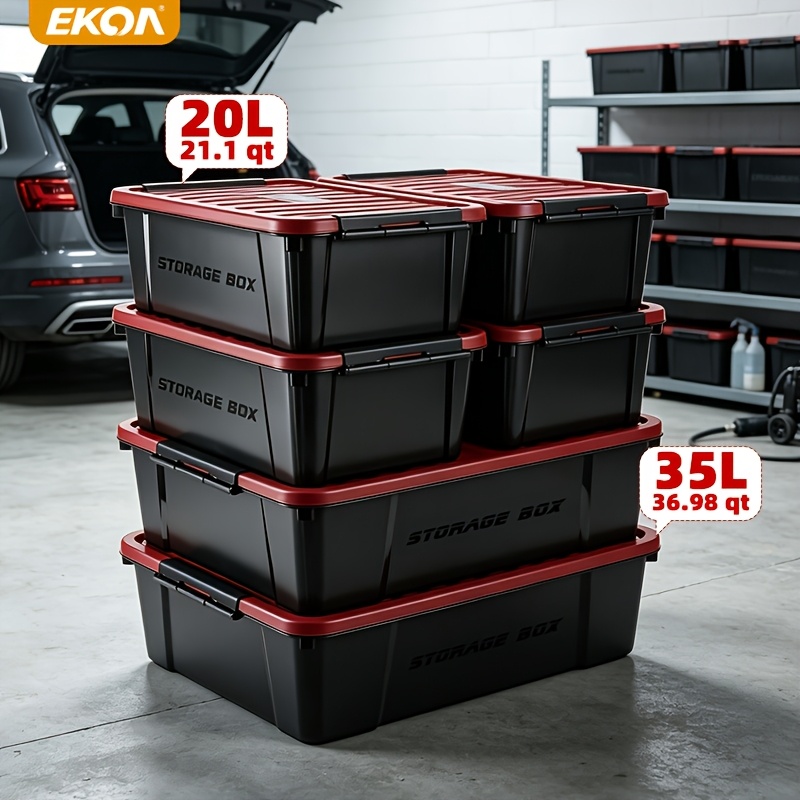 EKOA 35L Storage Boxes with Lids, Durable Plastic Organisers