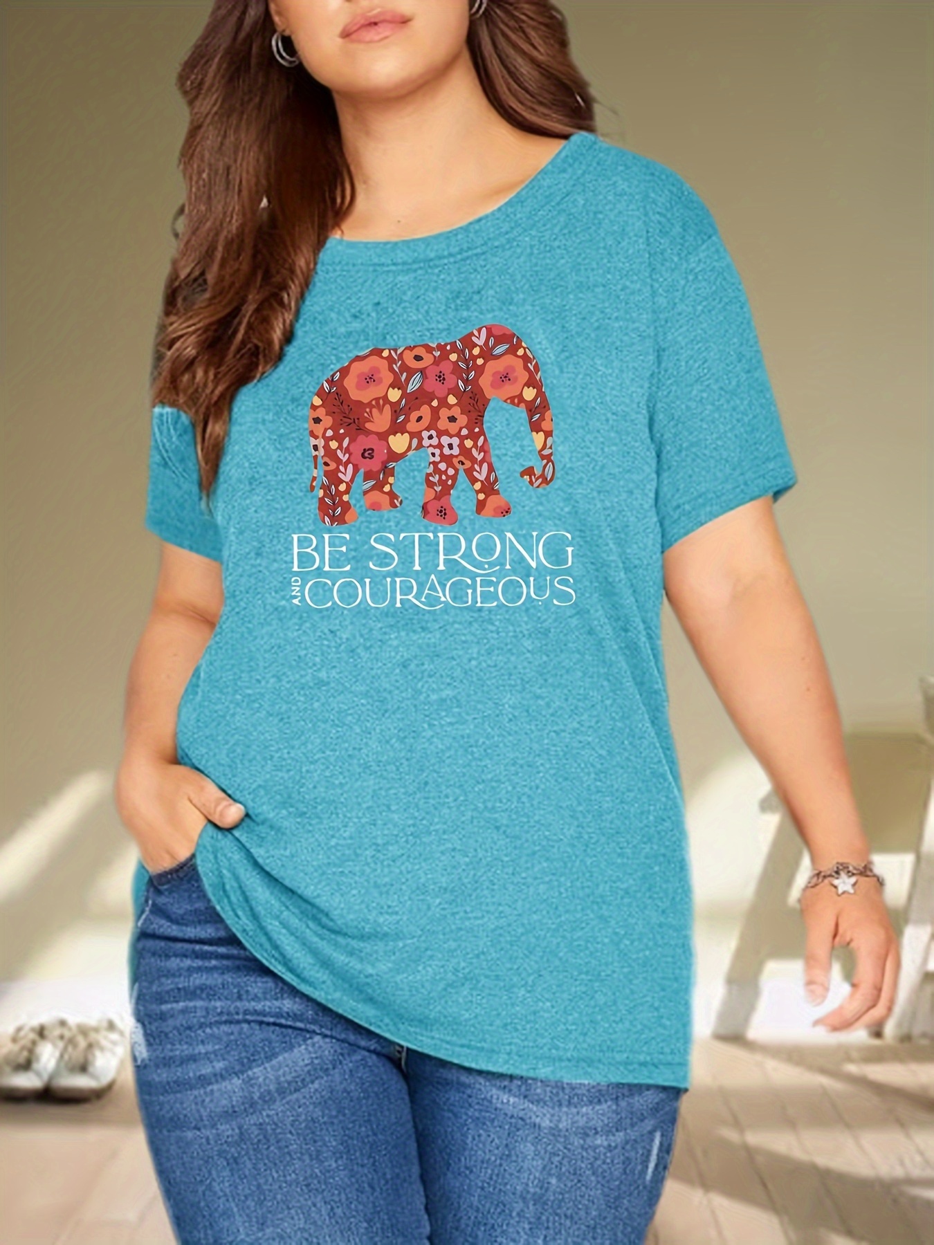 Graphic Print T shirt Plus Size Short Sleeve Crew Neck - Temu New Zealand