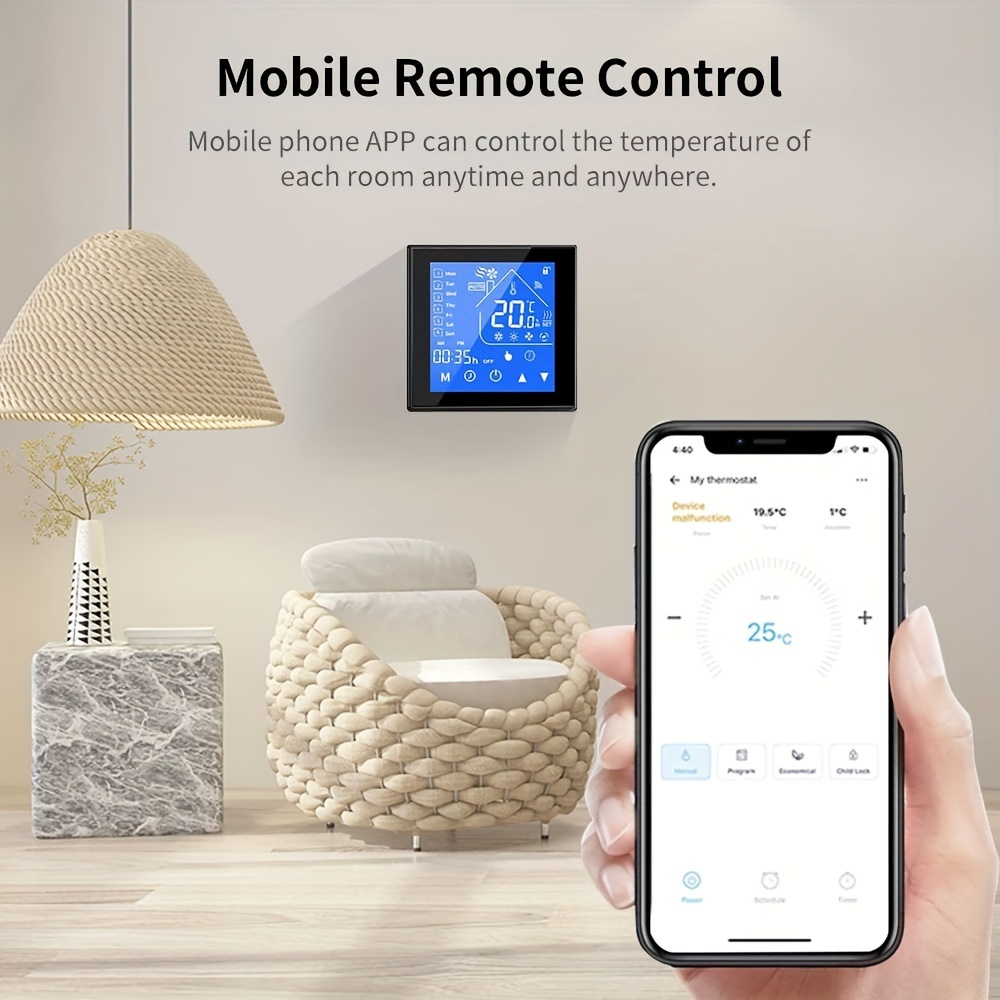 Tuya Smart WiFi Thermostat LCD Touch Screen Electric Heating Thermostat Digital Temperature Controller Supports Google Home Alexa Voice Control