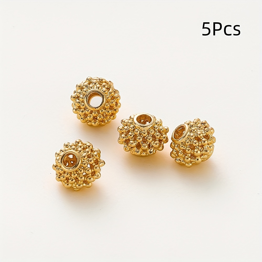 Image of 5pcs Rhodium/14k/18k Golden Plated Brass Beads Hollow Out Beads Spacer Beads Diy Bracelet Necklace Beads Jewelry Making Accessories
