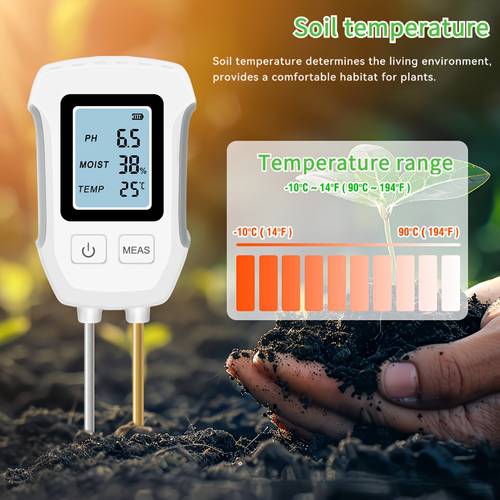 1pc ph humidity temperature one soil detector with high pigment lcd screen without batteries