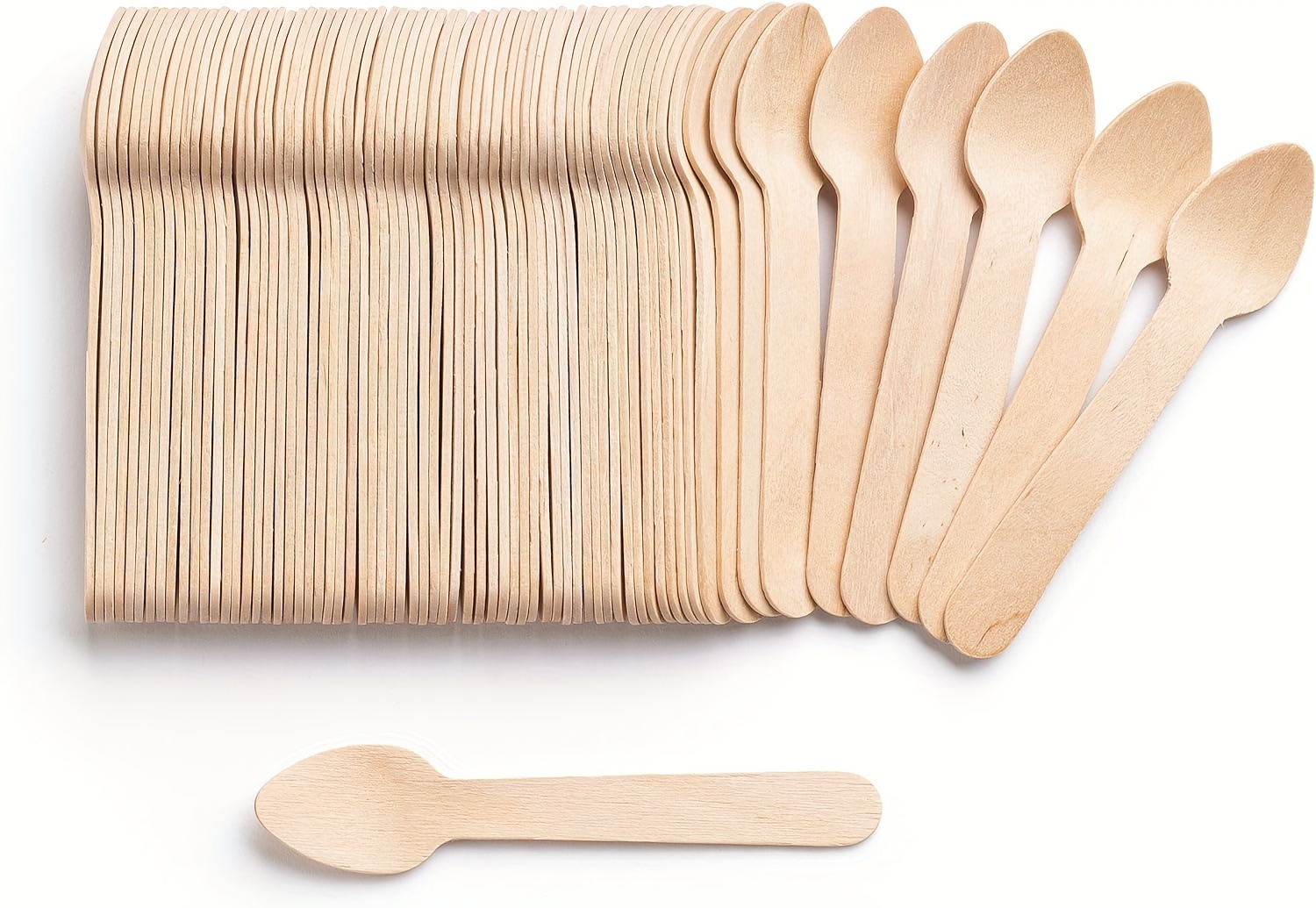 100pcs disposable food grade birch spoons cake ice cream dessert cutlery recyclable bamboo products suitable for parties weddings camping details 0