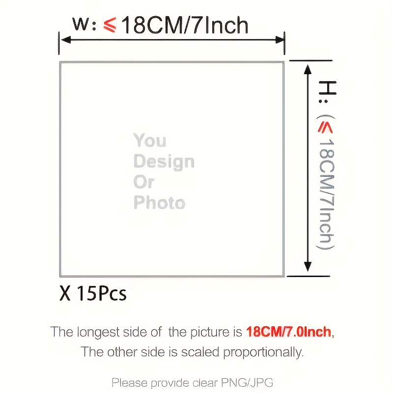 TEMU 15 pièces d'autocollants thermocollants personnalisés de haute qualité avec photo et - Toile personnalisée pour T-shirts, vêtements, coussins -