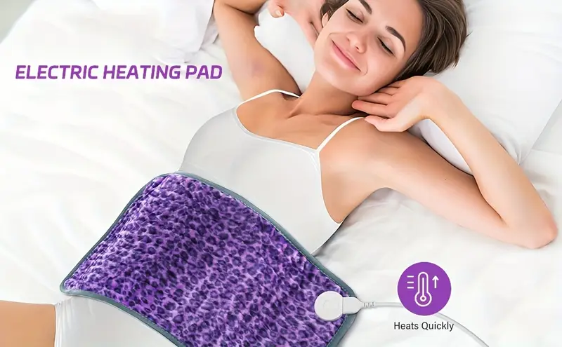 xl double sided heating pad with remote control electric back neck shoulder blanket adjustable heat settings auto shut off soft purple polyester ideal gift for men women mom dad adjustable heating pad quilted texture soft polyester Product details 2