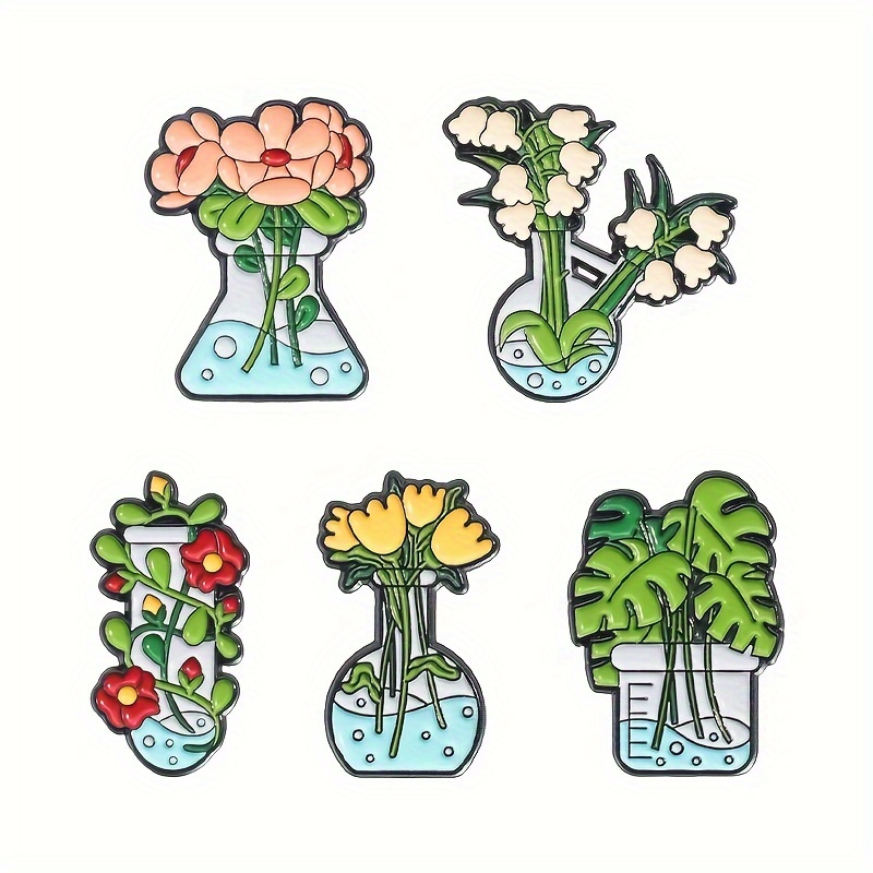 Image of 1/2/3/5pcs/ And Flowers Cartoon Enamel Metal Badge Backpack Hat With And Fashionable Accessories, Brooch Suitable For All As A Gift