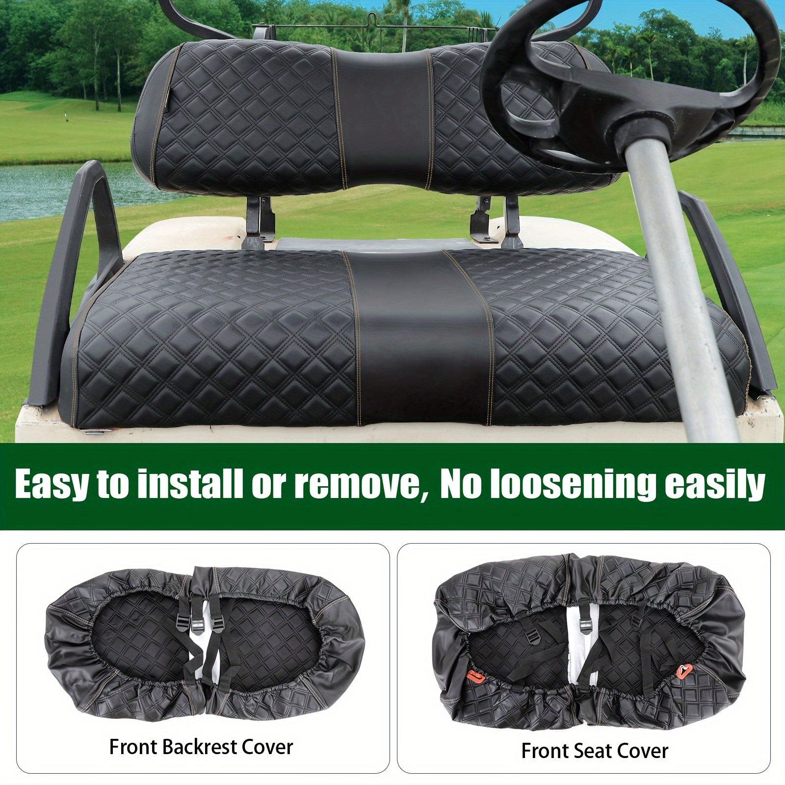 

Roykaw Golf Cart Seat Covers Kit Fit For Ds Oem Ordinary Front Seat Cushion, Marine Grade Vinyl Material/more Sturdy And Comfortable, Breathable & Easy To Clean, Well Made Quality