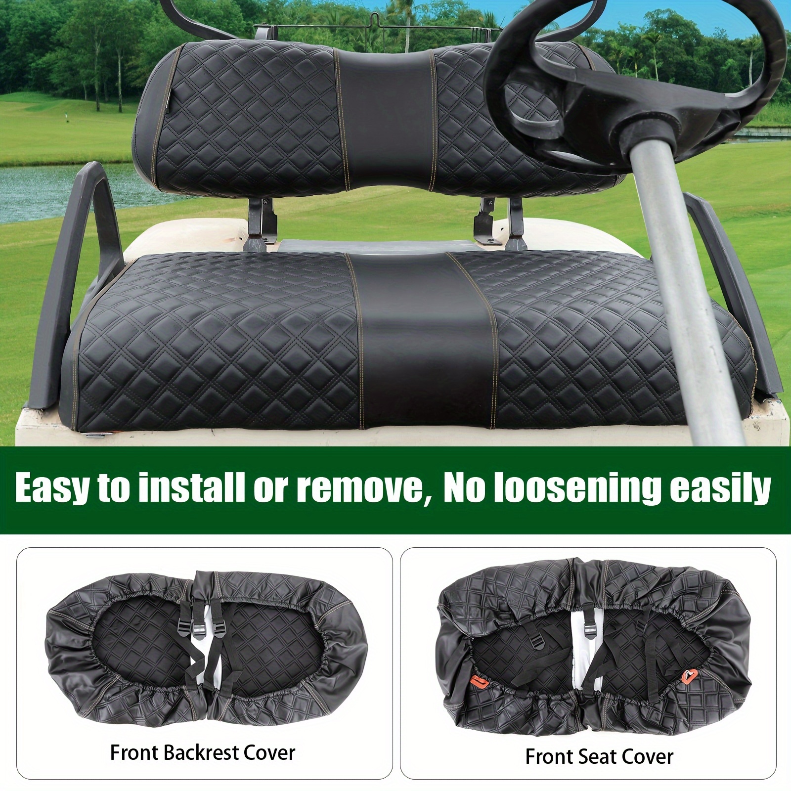 

Roykaw Golf Cart Seat Covers Kit Compatible With Ds Front Seat, Aftermarket Rear Seat Common Seat Cushion, Marine Grade Vinyl Material/ And Comfortable