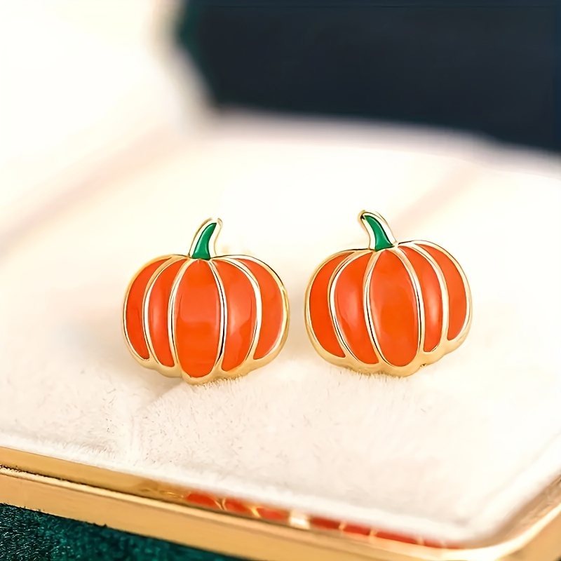 TEMU Holiday Casual Daily Accessories Halloween Gift, Simple Lovely Pumpkin Earrings