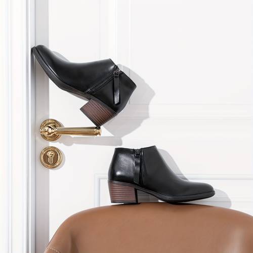 womens genuine leather ankle boots booties with inner side zip women shoes