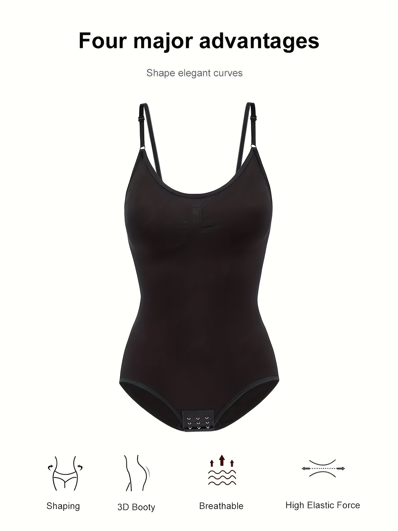 Women'S Seamless Shapewear Bodysuit - & Tummy Control, Solid Color, Fabric, Machine Washable - Ideal for Postpartum, Weight Loss & Fitness, Tummy Control Shapewea