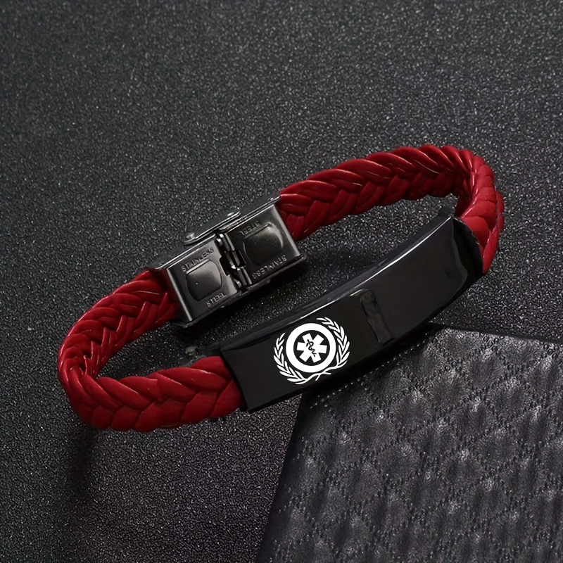 TEMU Customized Personalized Pu Leather Bracelet With Id, Name, Phone Number & Date - Adjustable Doctor Nurse Gift For Dad Or Mom