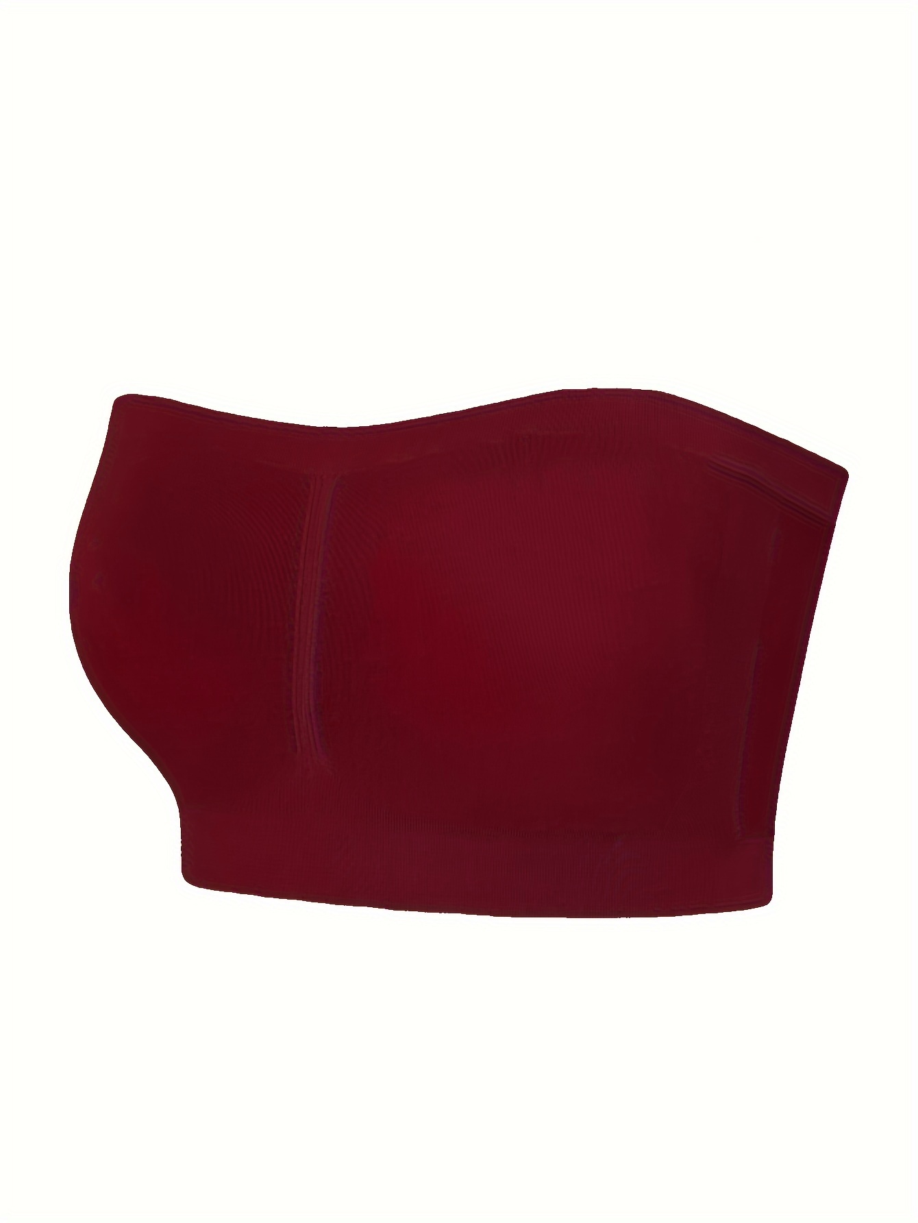 Women'S Seamless Wireless Sports Bra - Breathable, Comfortable, No-Pad Shoulderless Bandeau with Crinkled Chest Plateau, Solid Color, Medium Stretch Fabric for Casual and Everyday Wear, Everyday Wear Bra|Wirefree Bandeau|Breathable Fabric, Seamless Bralette