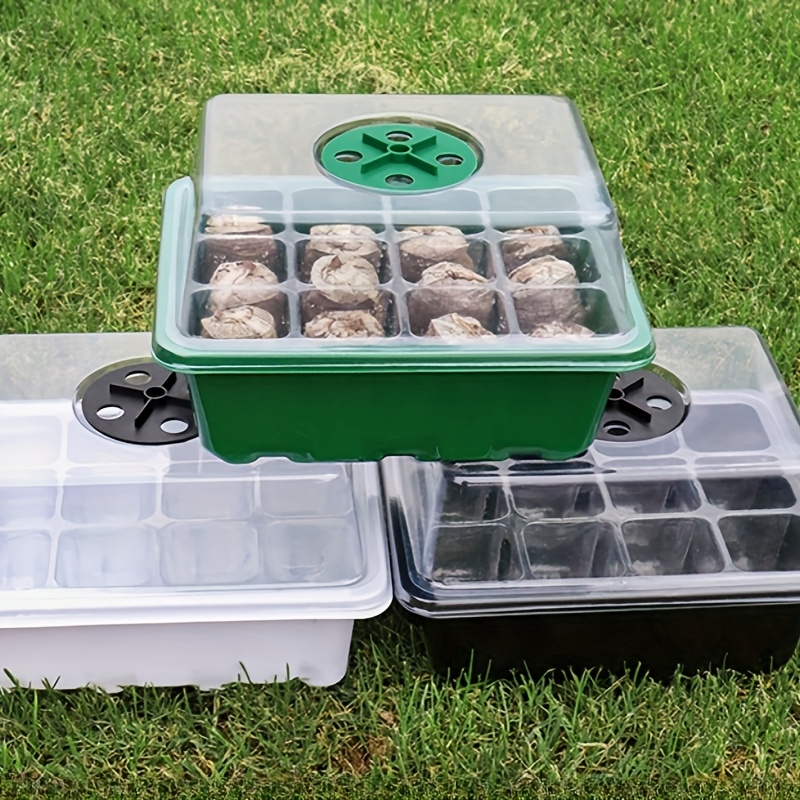 

2-pack Mini Greenhouse Seed Tray Kit With Base - Plastic Plant Germination Set For Seedling Growth And Gardening Tools