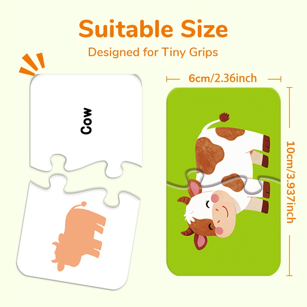 16pcs Educational Jigsaw Puzzles, Colorful Matching Puzzle with Farm Animals