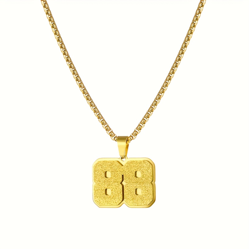 TEMU 1pc Hip-hop Custom Number Necklace, Baseball Basketball Player Number Chain, Personalized Double-layer Matte Number Necklace, Sports Jewelry,