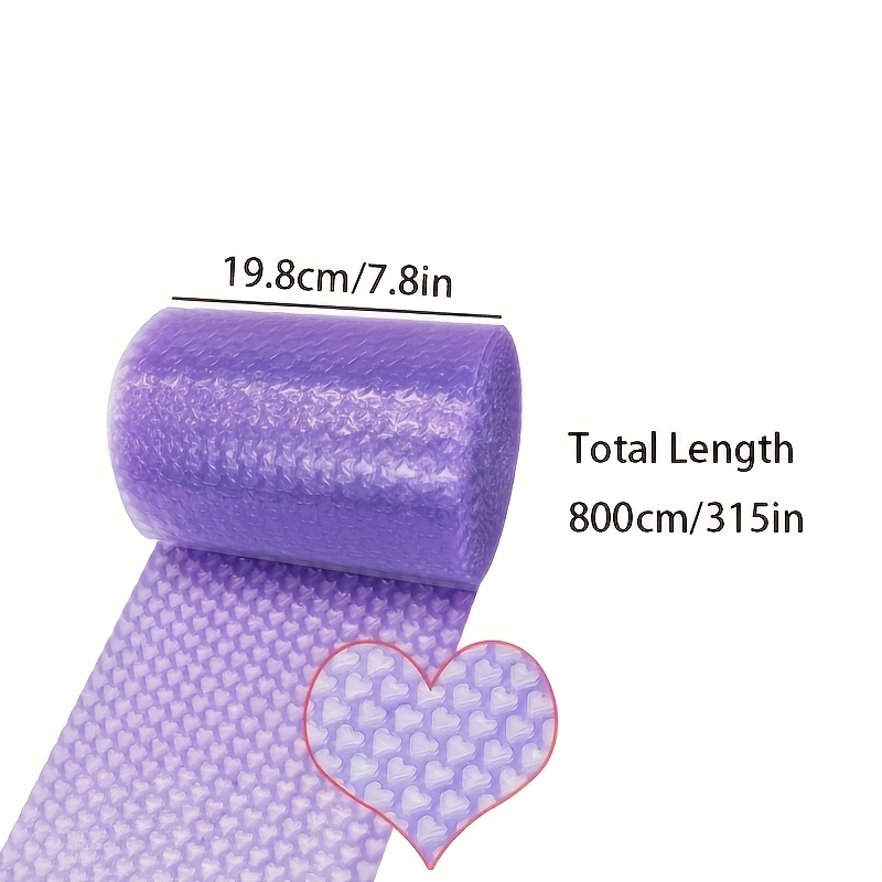 TEMU Film à bulles de cœur 8M/315, film d'emballage de protection à bulles de cœur, disponible en fuchsia, rose et violet, matériel d'emballage