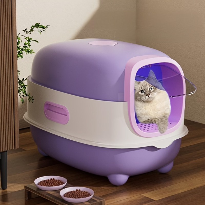 

Home , Extra-large Enclosed Cat Litter Box With Lid, Design, Dual Compartments, Ideal For Indoor Use - Multiple Cats And Large Breeds