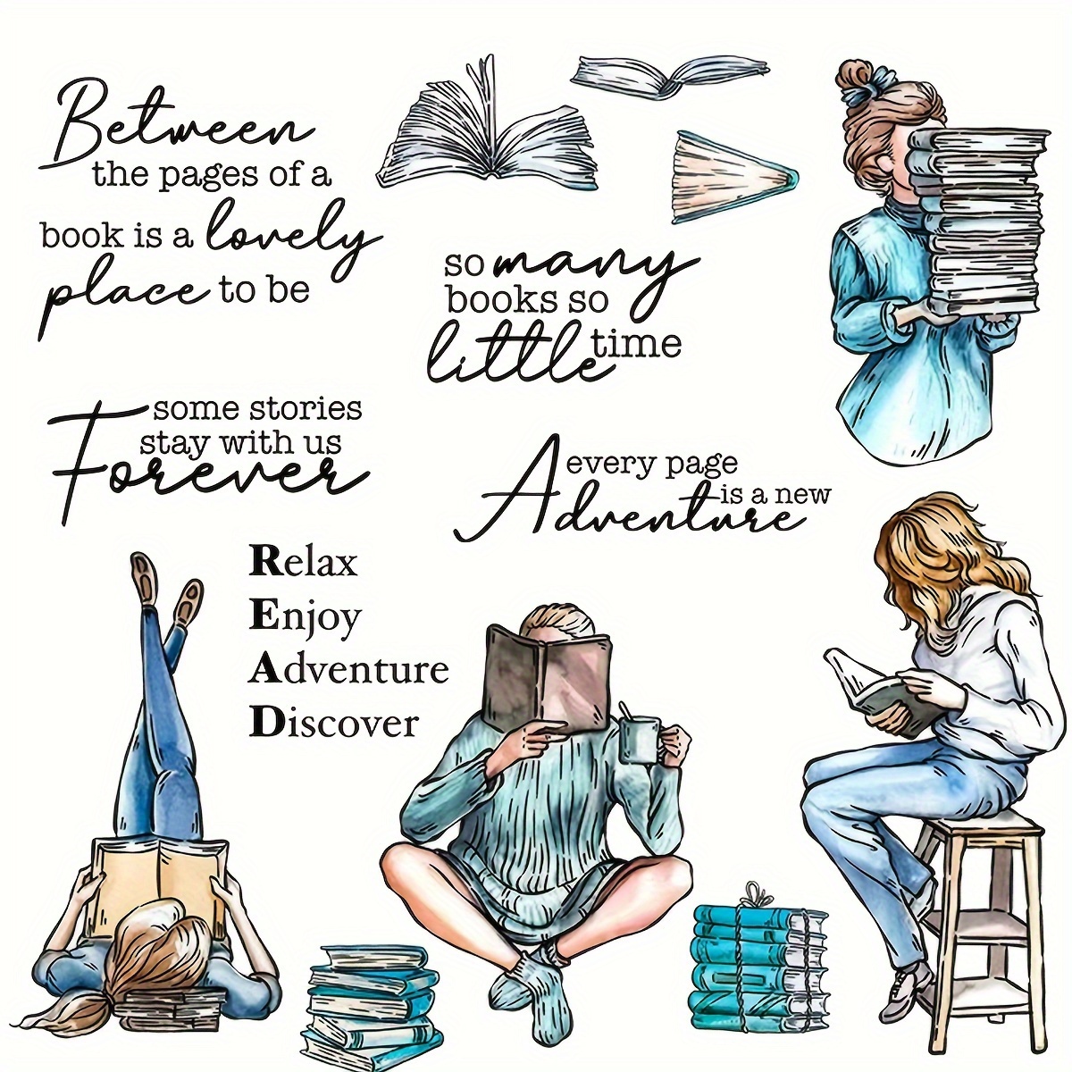 

Vintage Creative Reading Girl Clear Stamps Set, 1pcs, Fantasy For Diy Scrapbooking, Journaling, Album Decoration, Stamps For Crafting, Father's Day, Mother's Day Gift