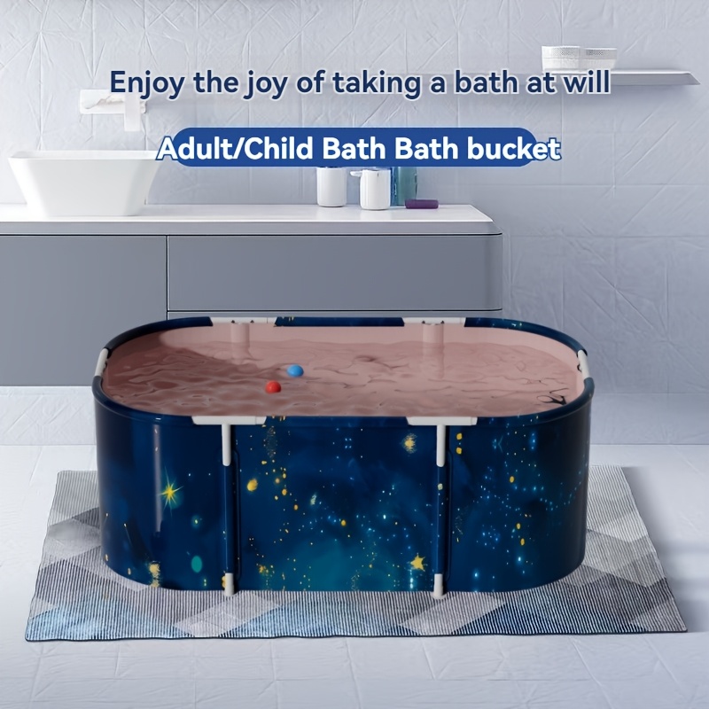 Foldable Portable Bathtub For Adults – Space-Saving Soaking Tub With PVC & Metal Frame, Ideal For Small Bathrooms, Spa, Shower, Or Ice Bath