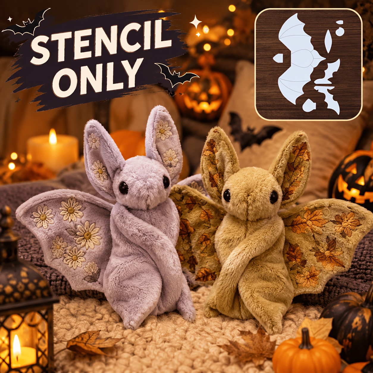 TEMU 1 Set Of 8 Bat Doll Handmade Stencils, Art Decoration Templates, Reusable Painting Stencils, For Crafting, Painting, Canvas, Diy, Scrapbooking,