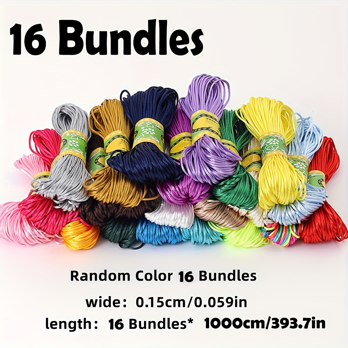 E-shop 5/10/16 Bündel Premium-Polyester Schmuckkordel | Nicht-Dehnbarer Perlenfaden für Armband/Halskettenherstellung - Knitterfreies Makramé-Seil, DIY