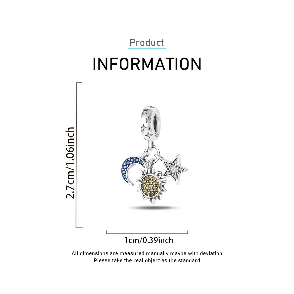 925 Silver Sun Charm Pendant, Gift for Women
