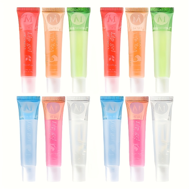 Image of Collection Of 12 Lip Gloss, Ve, , Argan, Mint, Aloe, Coconut Flavors, Lip Plumping Oil Gift Set, Featuring Plant Squalene, An Ideal Valentine's Day Present