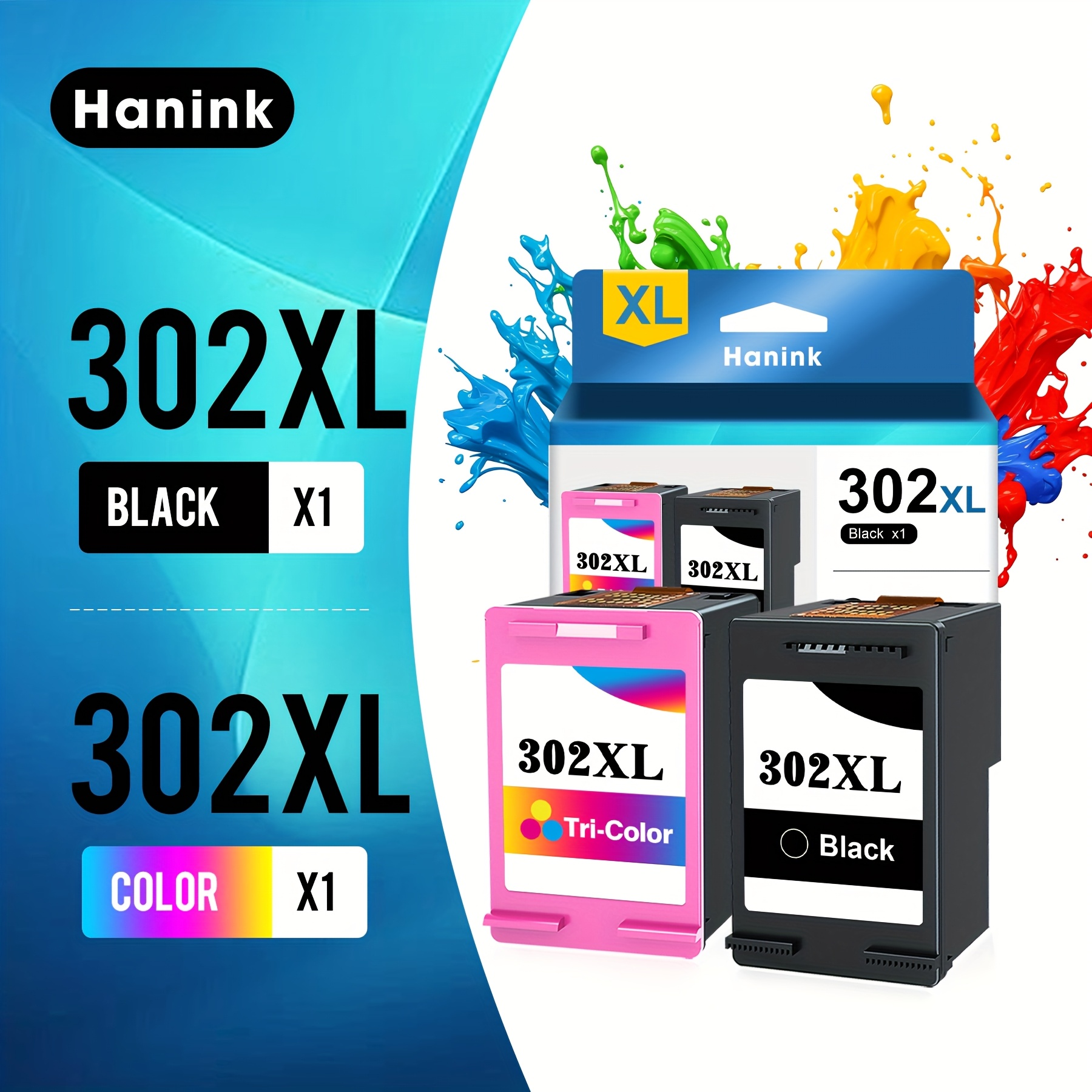 E-shop 2er-Pack 302XL-Tintenpatrone Schwarz & Tri-Farb-Ersatz Kompatibel Für HP 302 Für HP 302XL 2130 2131 1110 1111 1112 3630 5200 3639 4520 Drucker