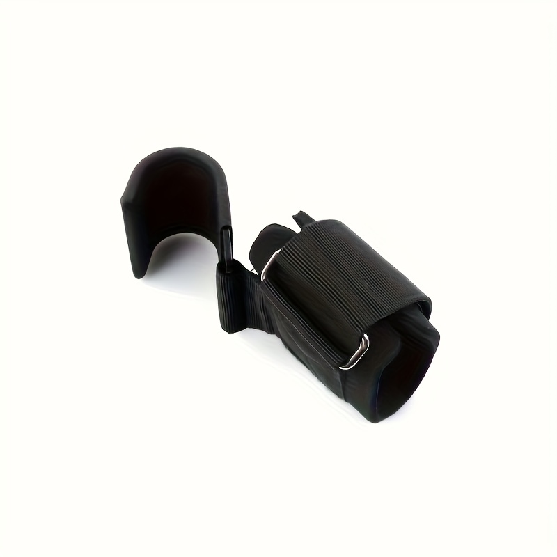 Black weight lifting hooks on a white background