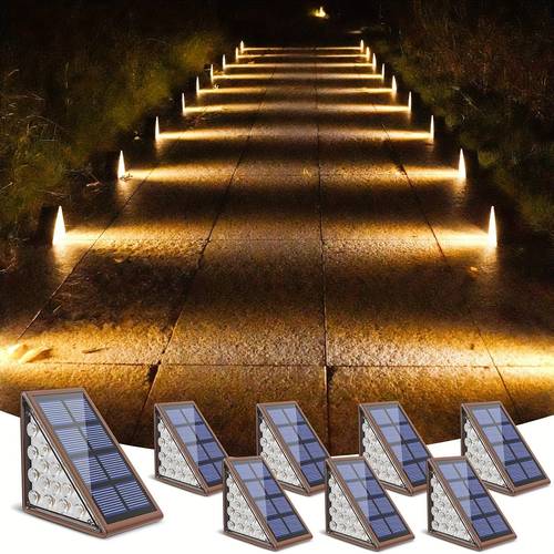outdoor solar step lights 12 8 4 pack warm white solar step lights auto shut off solar stair lights for steps staircases courtyards front doors deck decorations