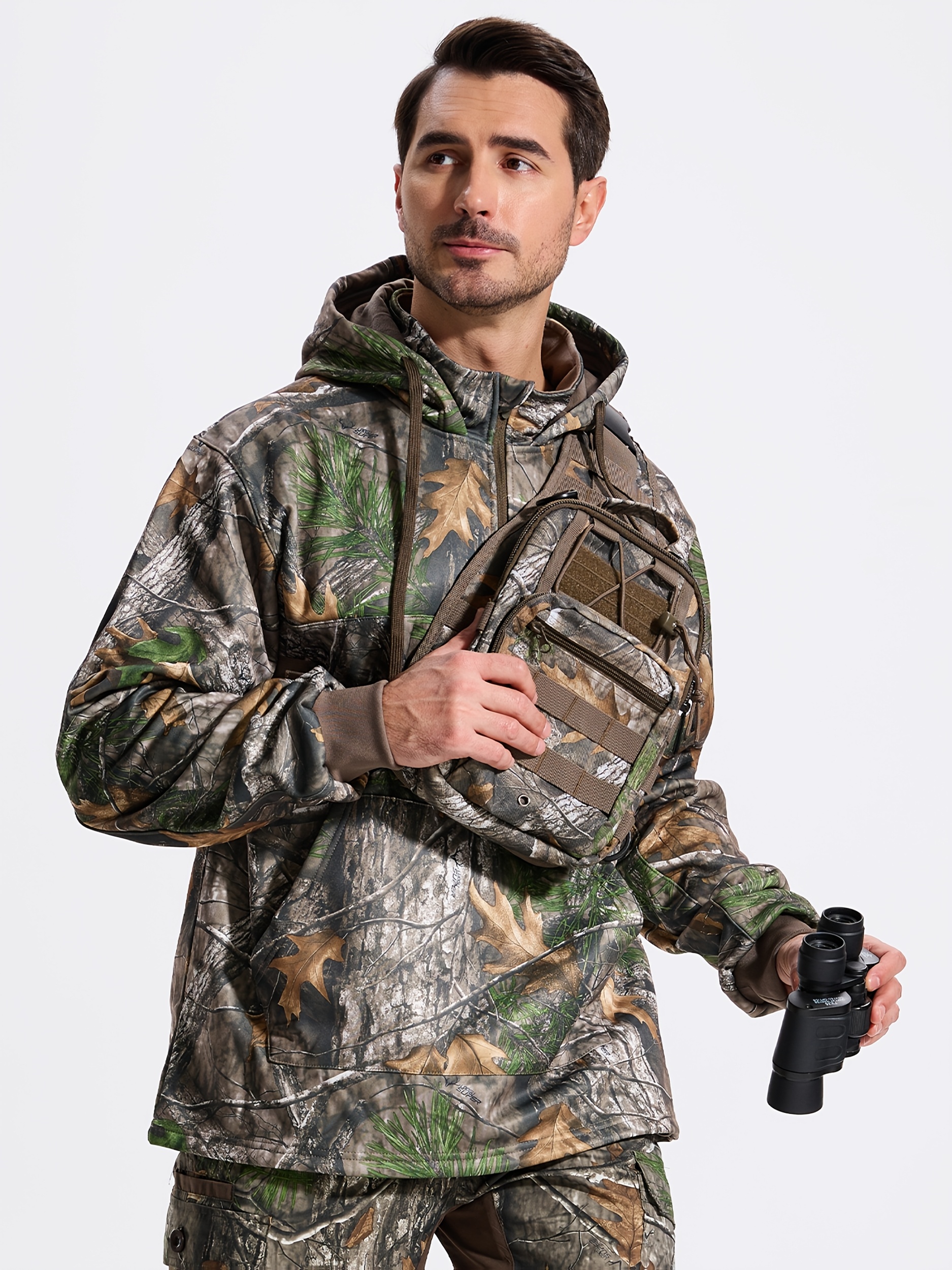 1pc-Outdoor Hunting Tactical Fleece Sweatshirt Men Thickened Windproof Camouflage Hooded Jacket Winter Warm Hunting Tops