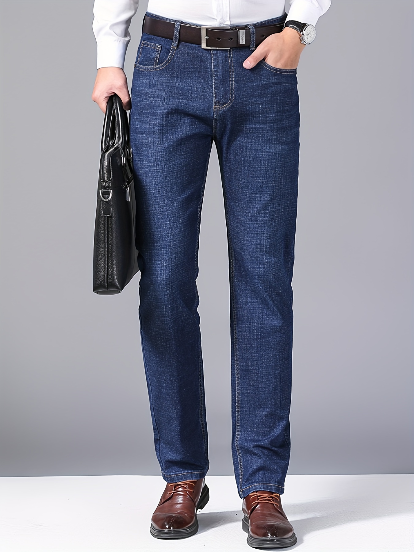 Plus Size Men's Premium Denim Jeans - Sleek Business Casual, Stretch Comfort Fit, Durable & Fashion-Forward, Cotton Blend with Embroidery Detail, Machine Washable - Ideal for Professional & Casual Attire, PLUS SIZE