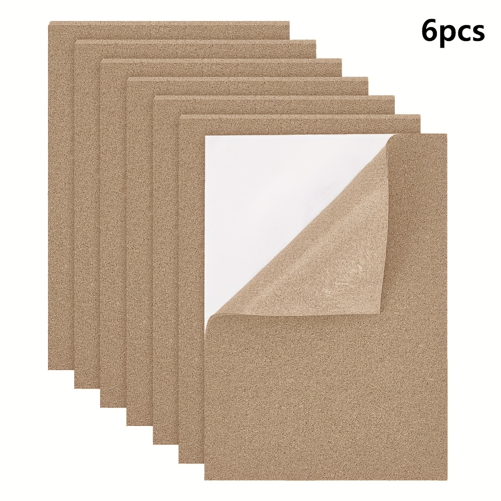 6pcs Self-adhesive Sticker Cork Board Wall Tiles 30x21.3x0.3cm 6 Sheets