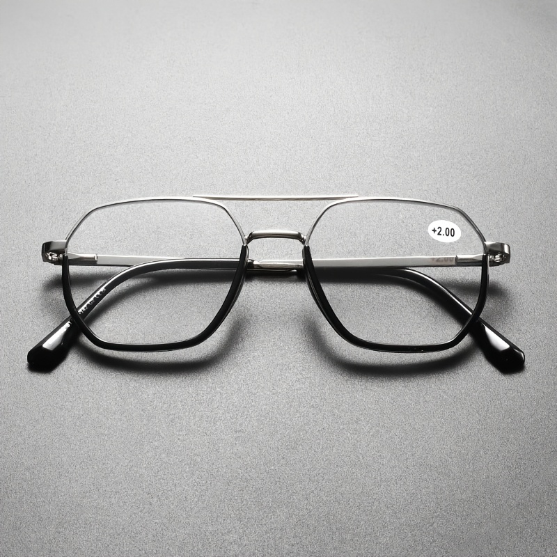 A Pair of Unisex High-Quality Square And Round Reading Glasses, Featuring a Stylish Vintage Metal Frame And Spring Hinges, Suitable for Reading And Watching TV, Available in Various Prescriptions from +1.00 to +4.00, Making It a Perfect Gift Choice.