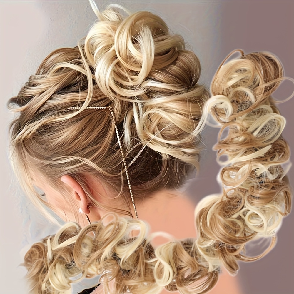 TEMU 1pc Perruque longue et ondulée de 20 pouces pour désordonné, extension de cheveux, fibre haute température, de cheveux, élastique à cheveux,
