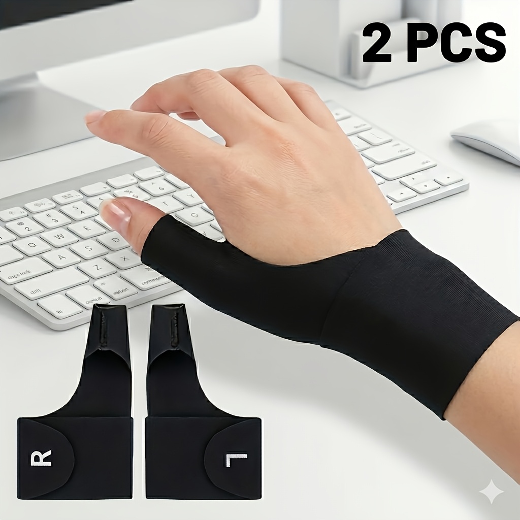2pcs Adjustable Breathable Wristband And Finger Set - Ergonomic Support, Adjustable Tension, Suitable For Computer Typing, Repetitive Tasks, And Anti-slip Design