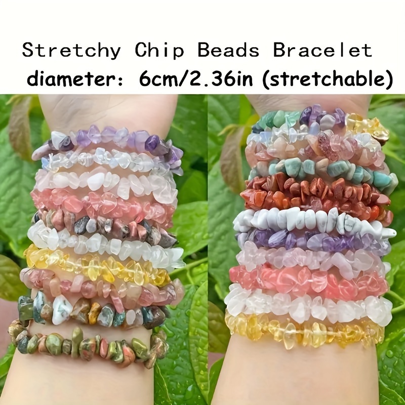 Boho Colored Stone Bracelet Set, Feminine Natural Stone Jewelry