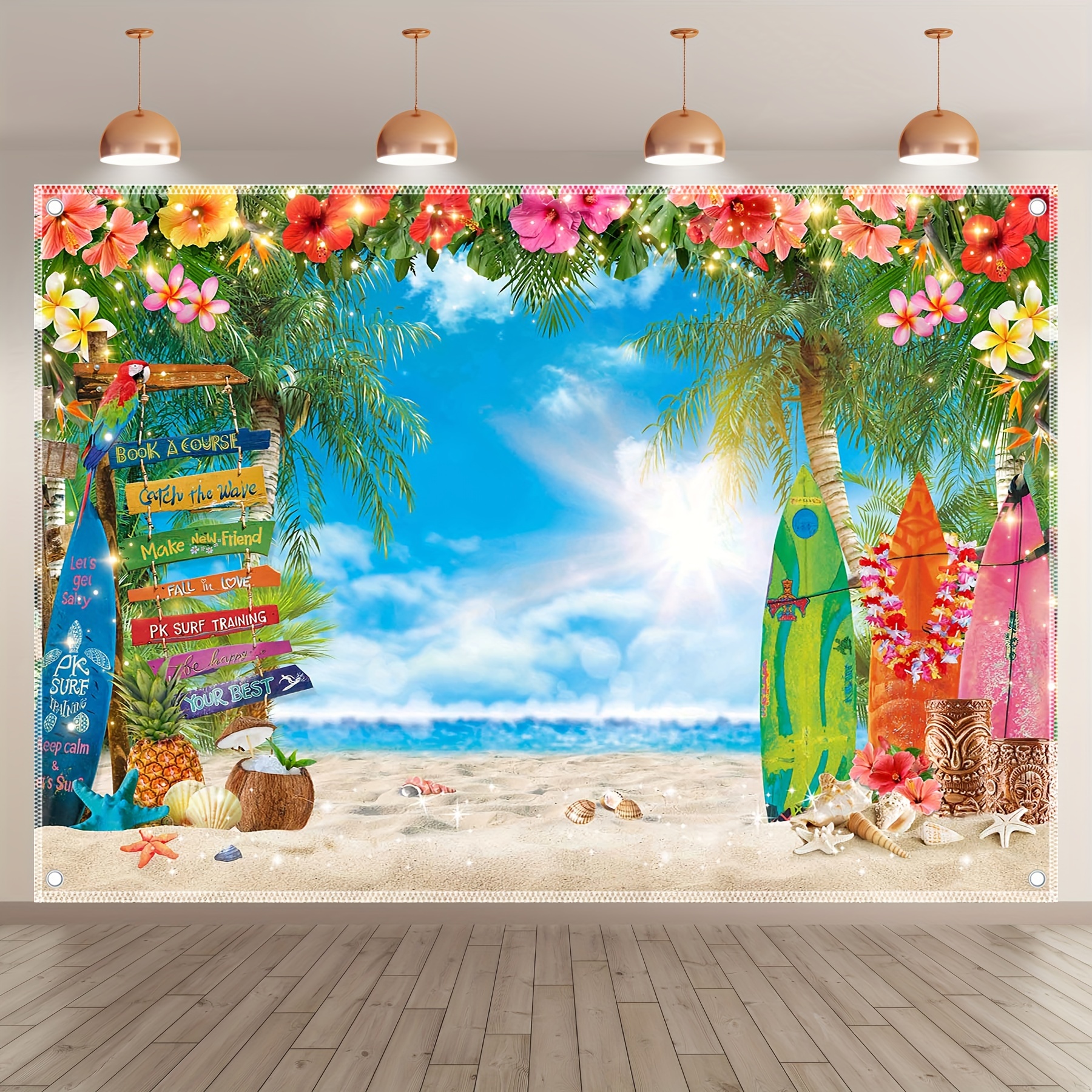 Exotic Tropical Backdrops, Colorful Floral Fabric Backdrop, Flower Art store Custom Banner, Fashionable Photography Wall, Girly Photography